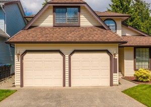 Fragment of a luxury house with a garage door in Vancouver, Cana