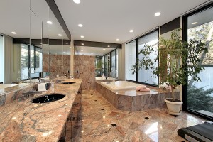 Master Bath With Marble Floors